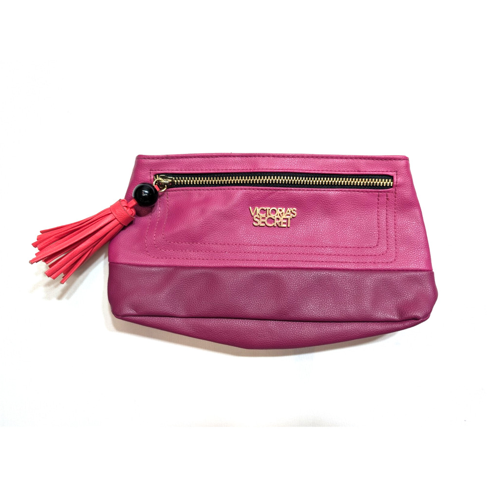 Victoria Secret VS Clutch Purse Wallet Pink Gold Tone Accents Approx. 10"